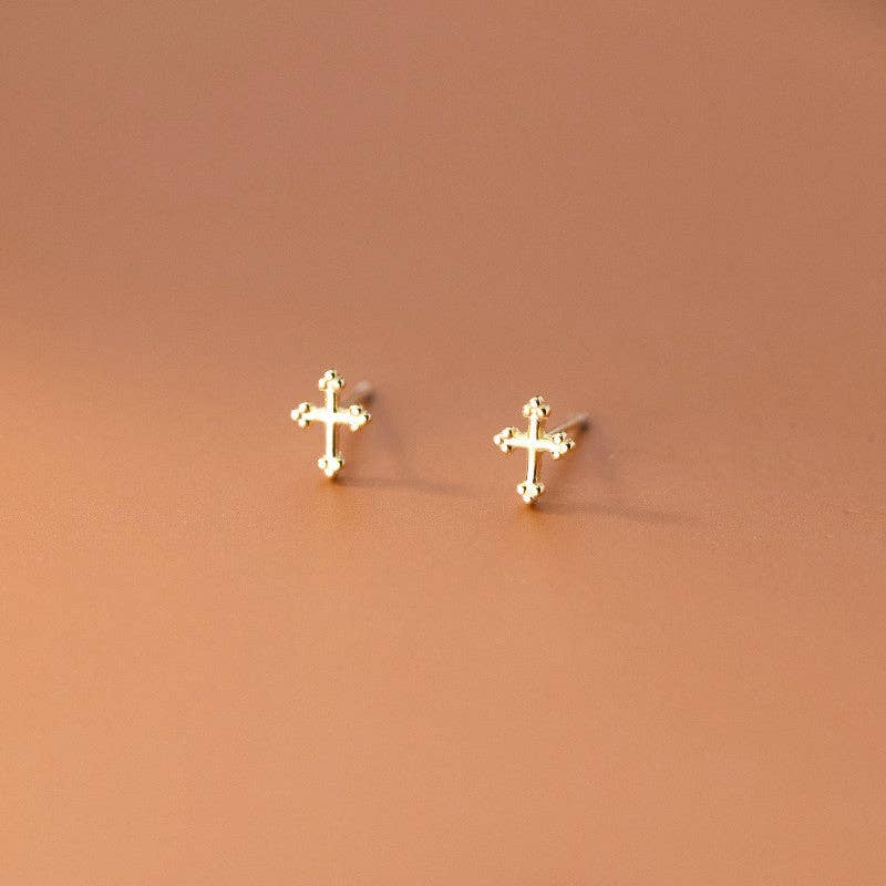 Tiny Small Dainty Cross Studs