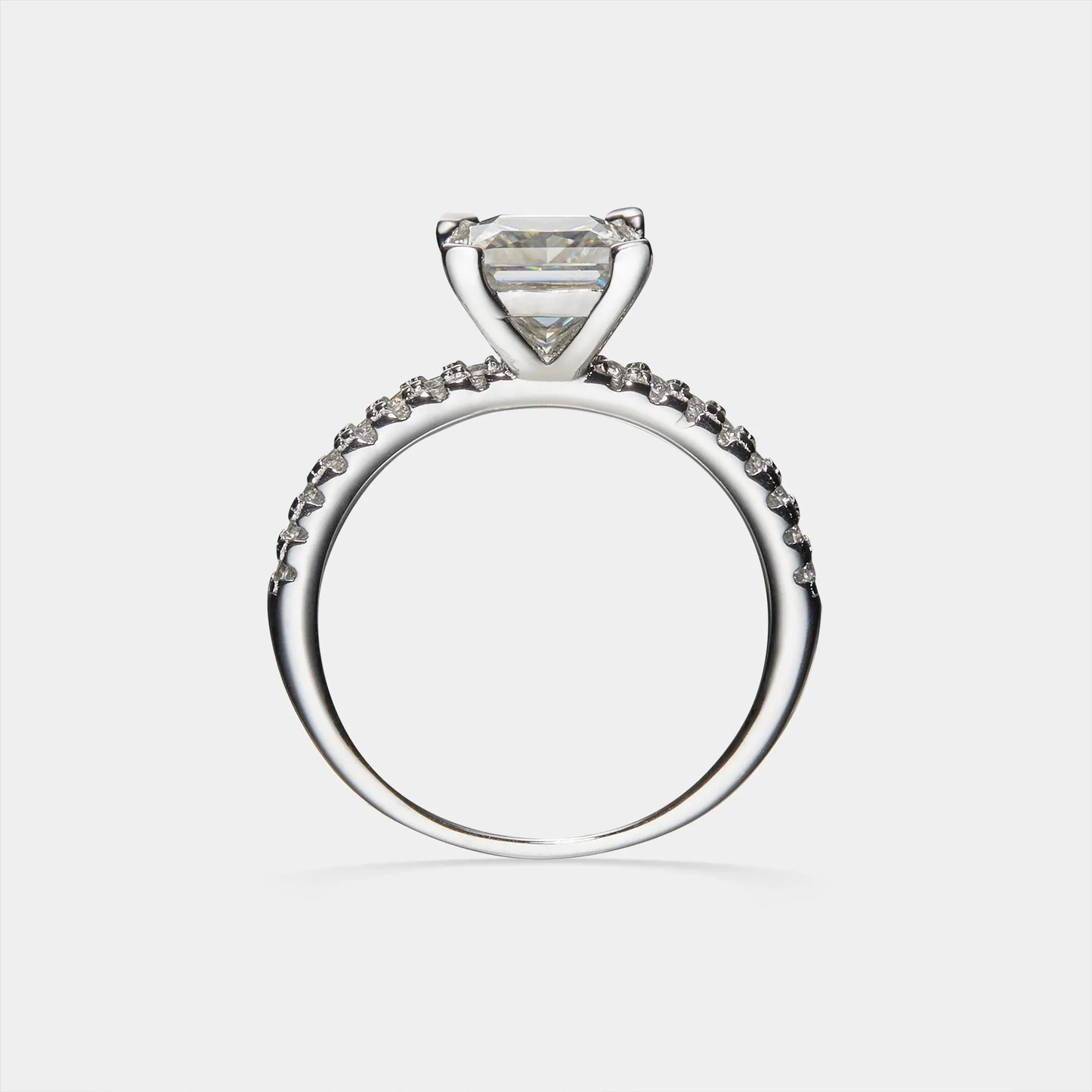 Princess Cut Moissanite Pave Ring in 925 Sterling Silver