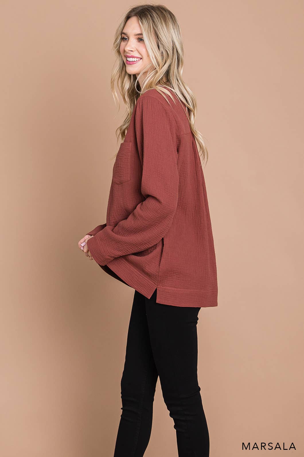Fall/Winter Long Sleeve Cotton Gauze Top