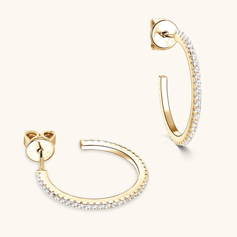 Moissanite Pave Setting Hoop Earrings in 925 Sterling Silver