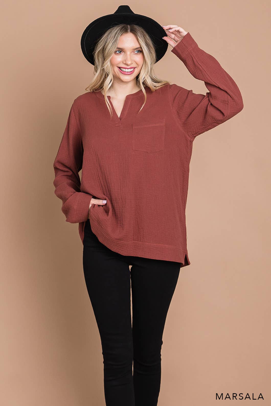Fall/Winter Long Sleeve Cotton Gauze Top