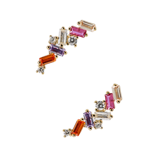 Thunderbolt Colored Gem Stud Earrings Sterling Silver