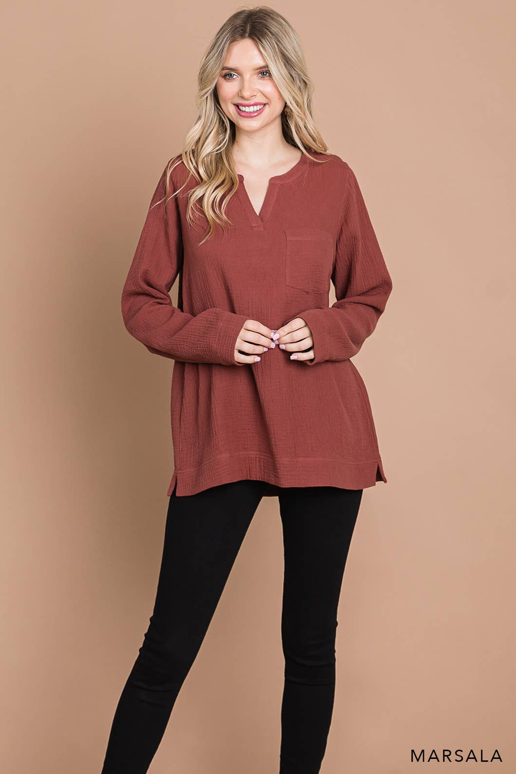 Fall/Winter Long Sleeve Cotton Gauze Top