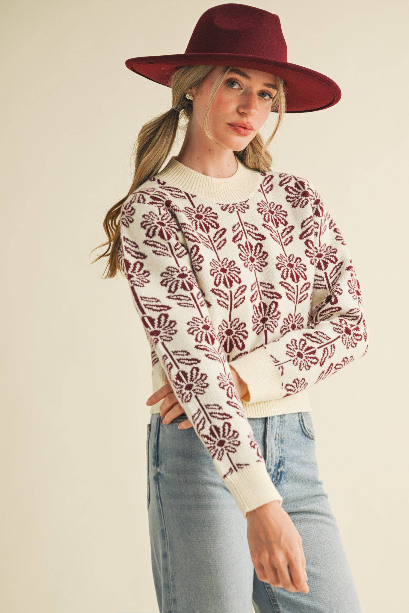 Seasons End Floral Knit Sweater