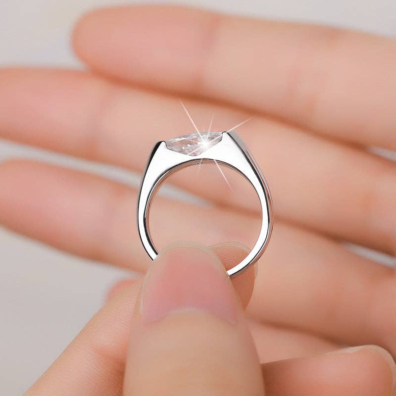 Marquise East to West Moissanite Ring in Sterling