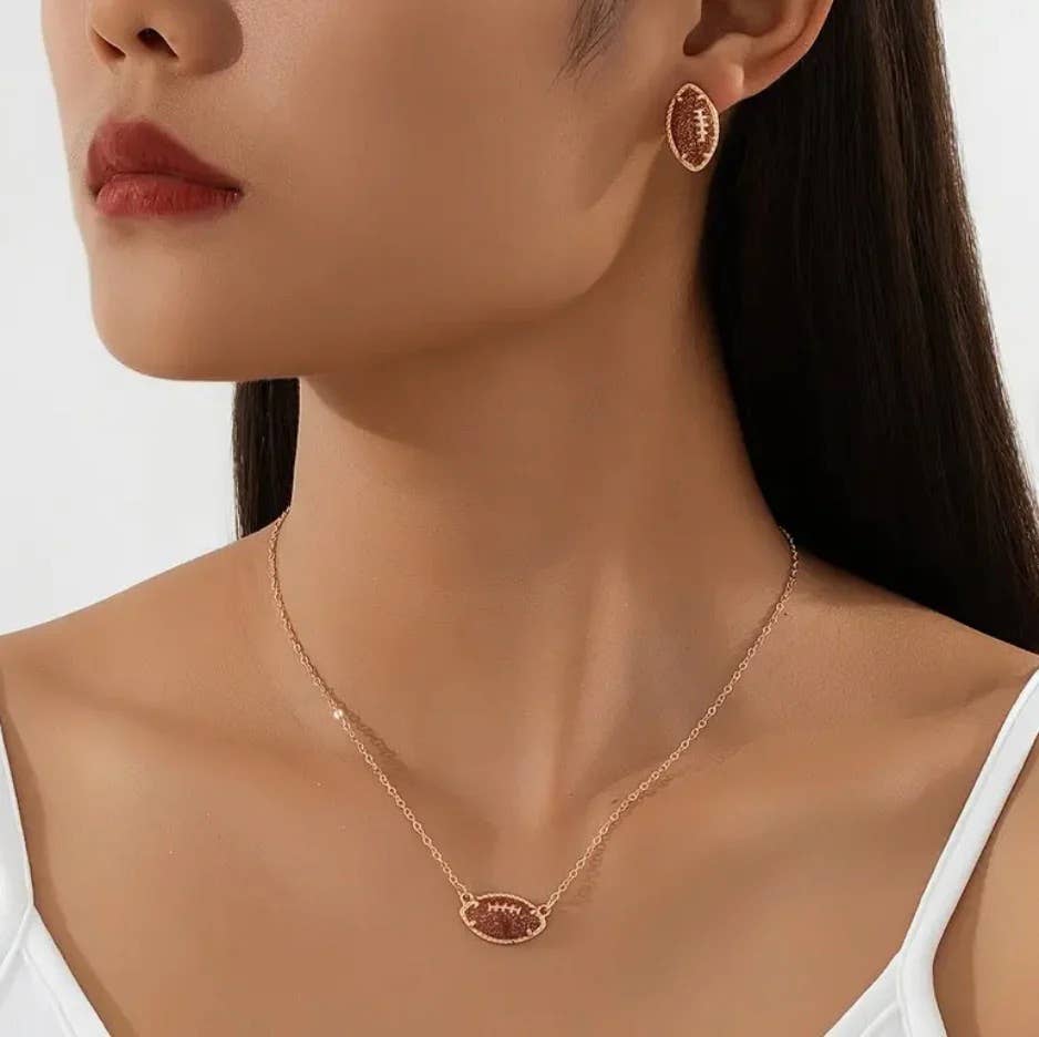 Football Matching Earrings + Necklace Set