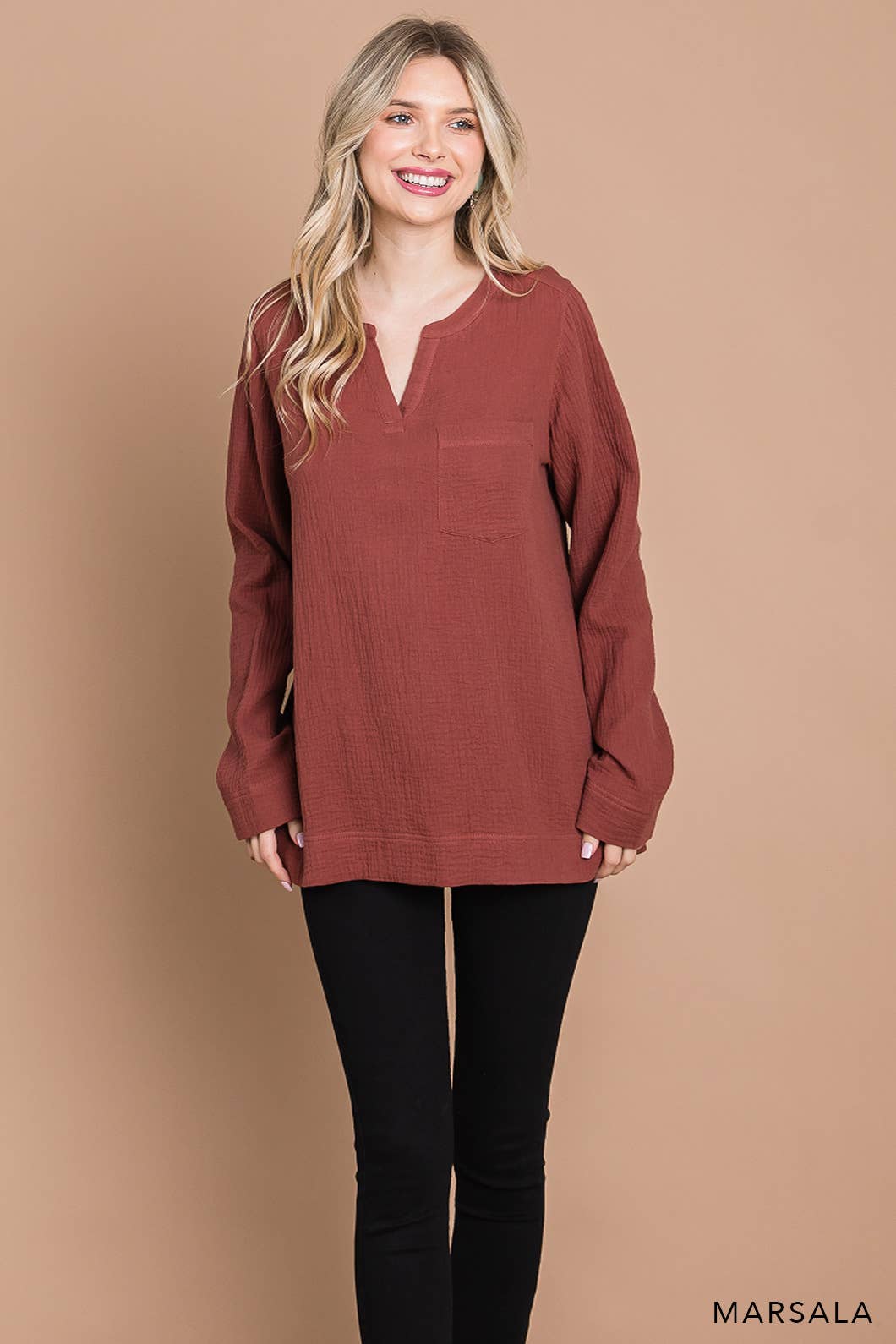 Fall/Winter Long Sleeve Cotton Gauze Top
