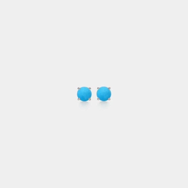 Dainty Small Turquoise Stud Earrings in Sterling Silver