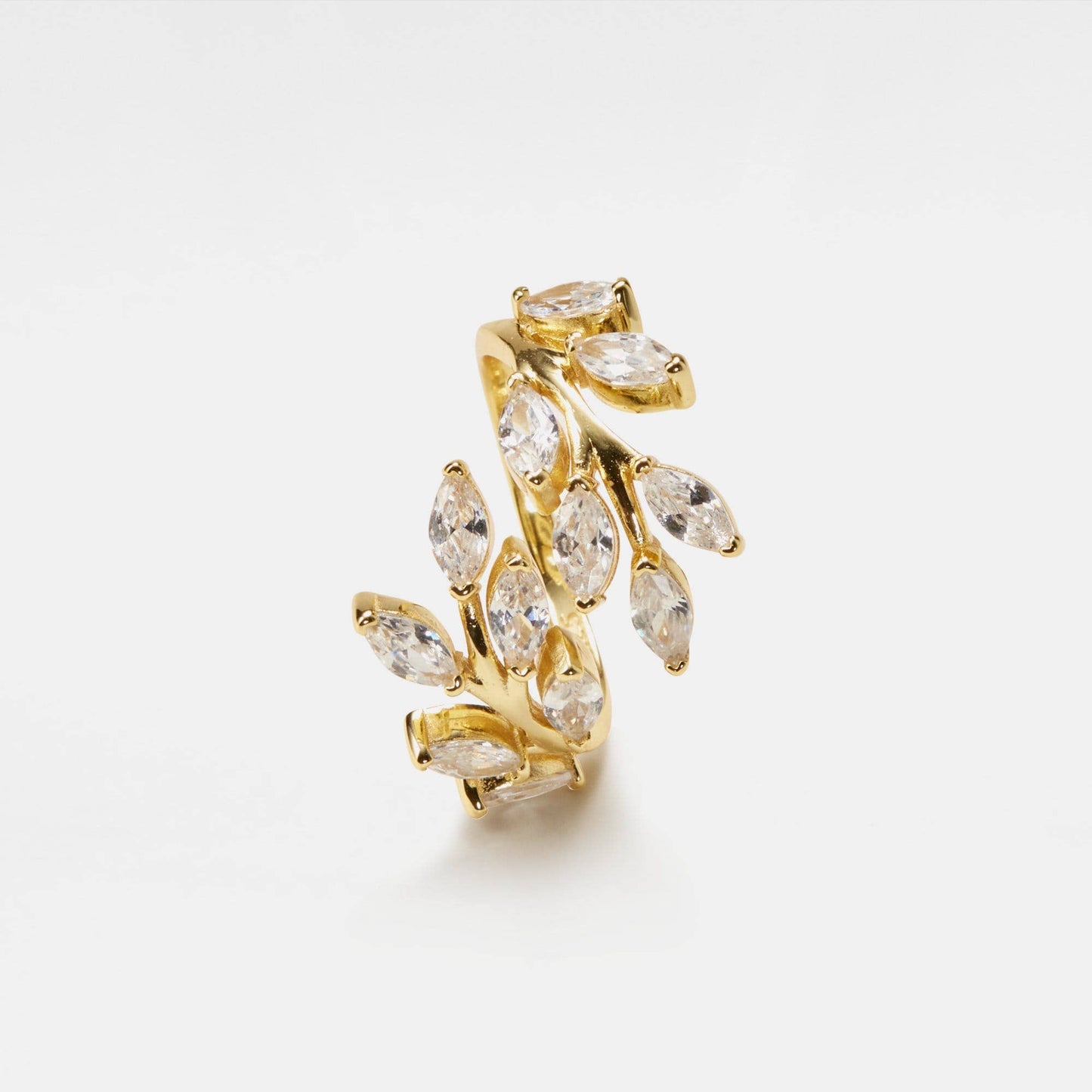 Olive Vine Leaf Branch Bypass Ring