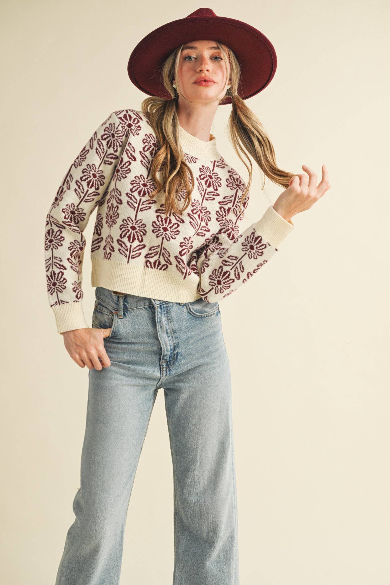 Seasons End Floral Knit Sweater