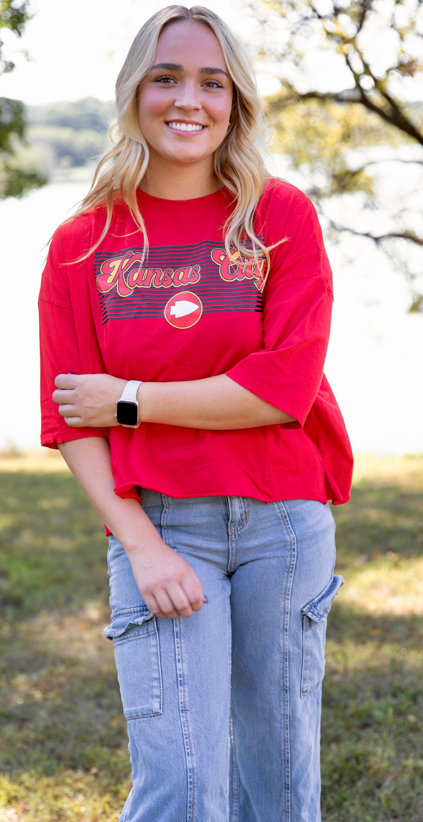 Red Kingdom Semi- Cropped Oversized Tee