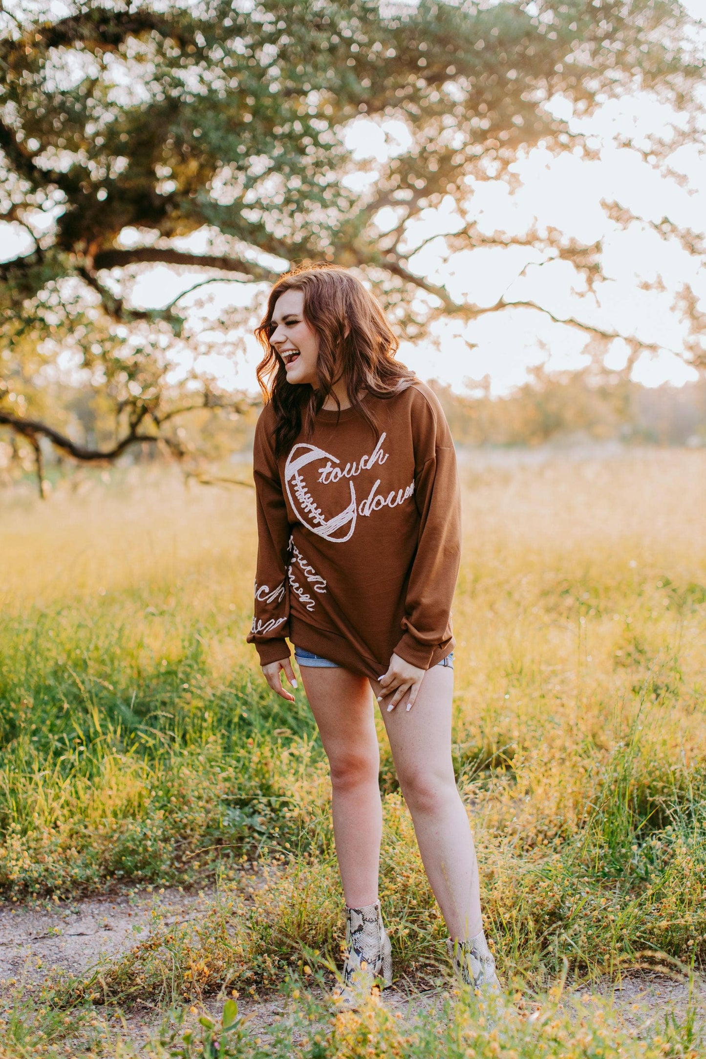 Touch Down Boys of Fall Embroidery Sweatshirt