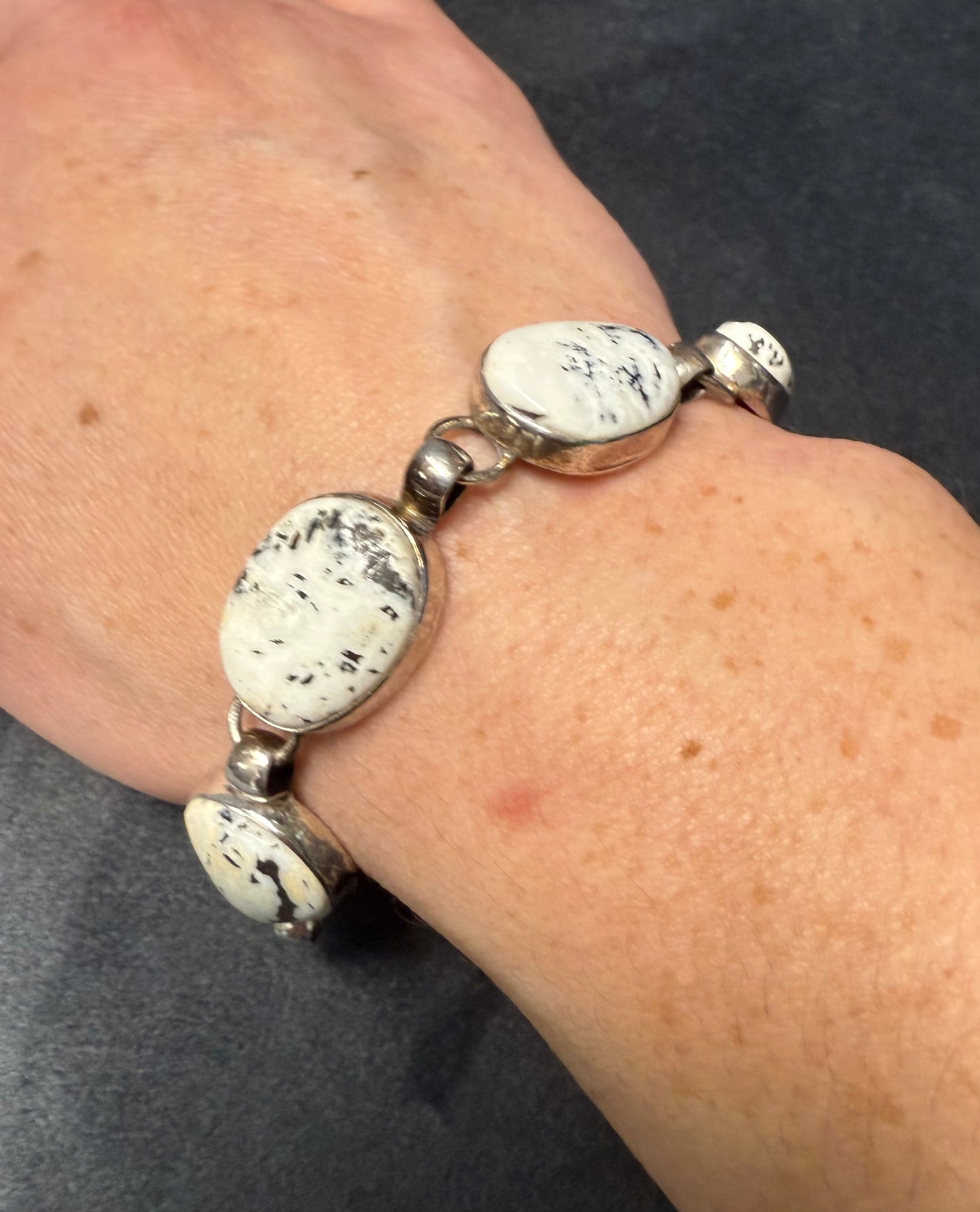 5 Stone White Buffalo Sterling Silver Toggle Bracelet – Queen Bee Customs