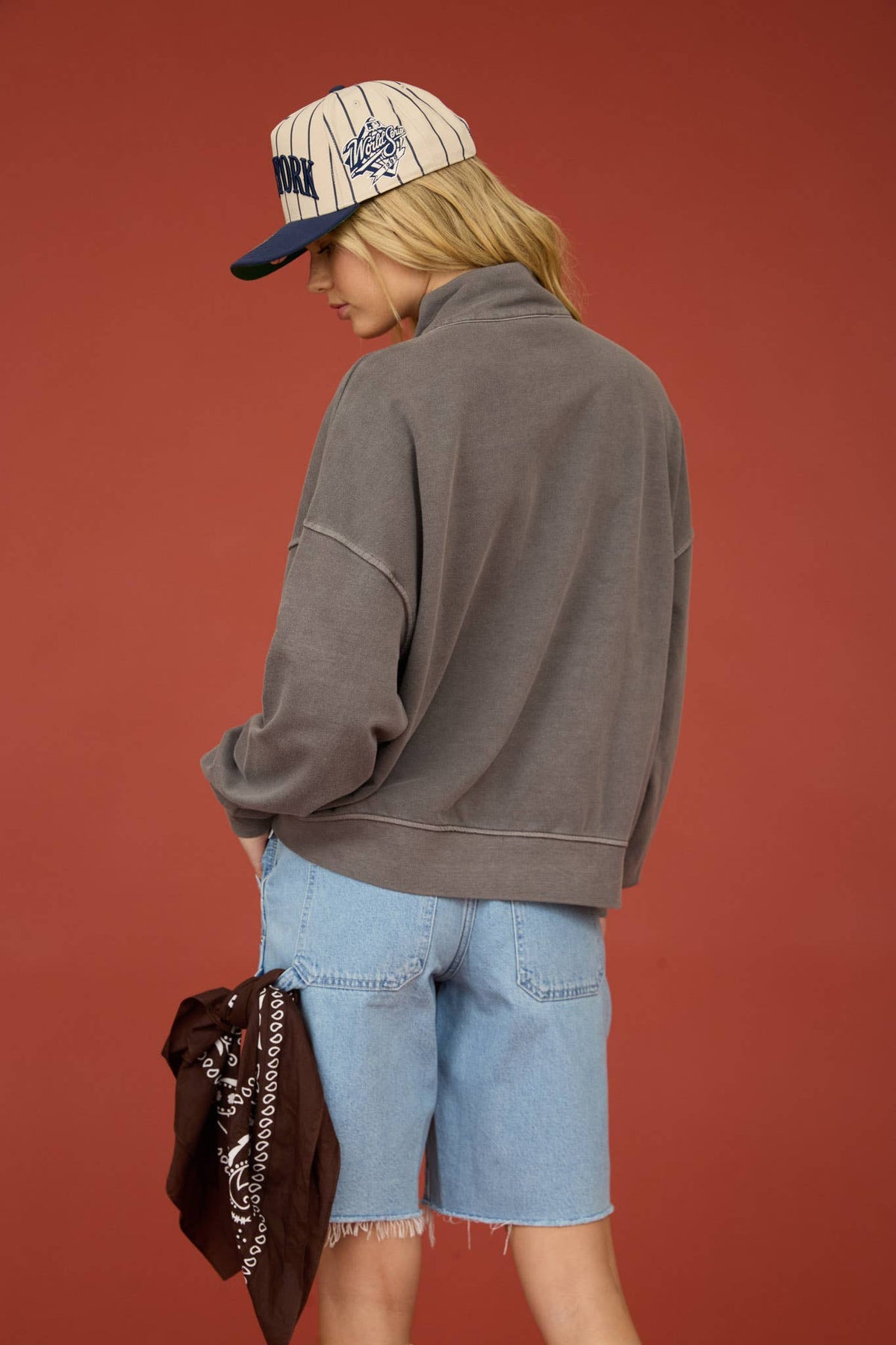 MOCK NECK HENLEY LONG SLEEVE KNIT TOP | Queen Bee Boutique