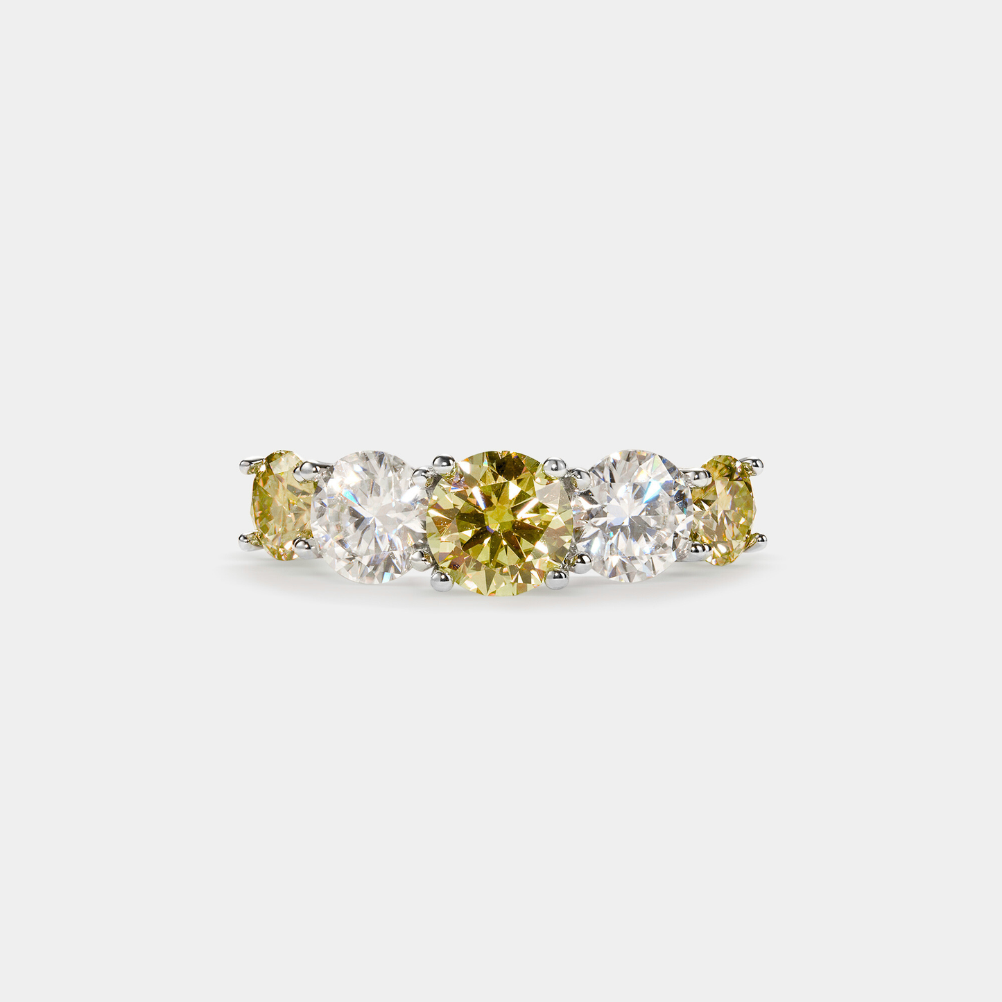 Black & White Color Moissanite Ring in 925 Sterling Silver