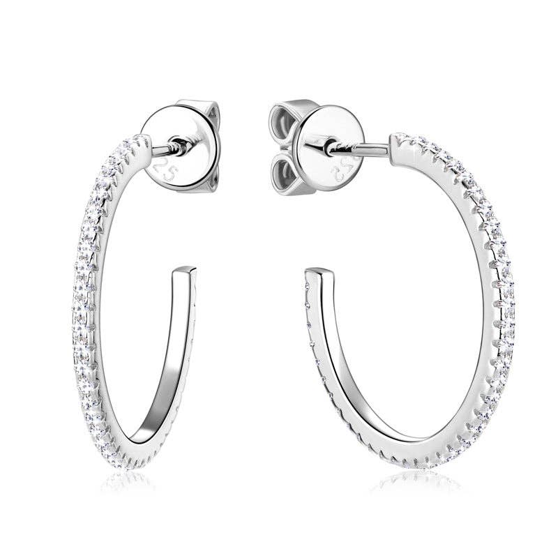 Moissanite Pave Setting Hoop Earrings in 925 Sterling Silver