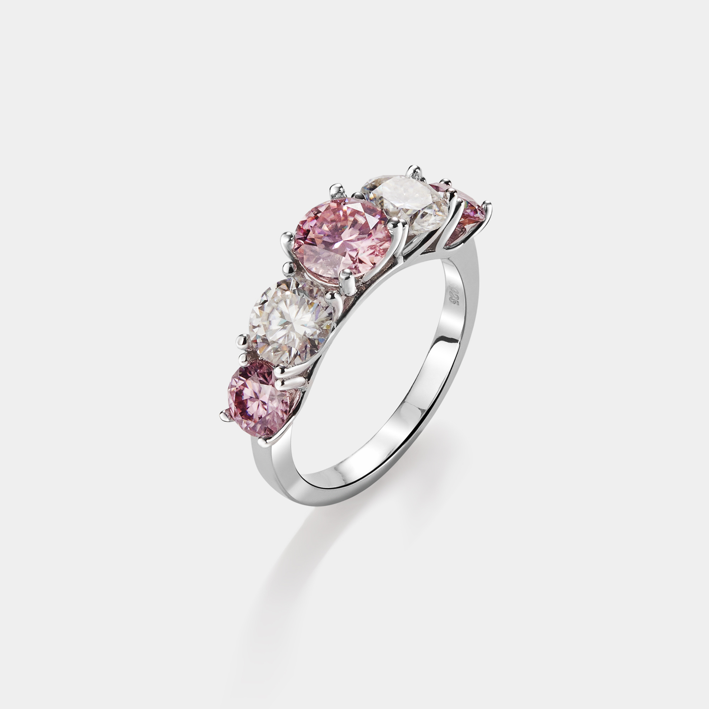 Black & White Color Moissanite Ring in 925 Sterling Silver