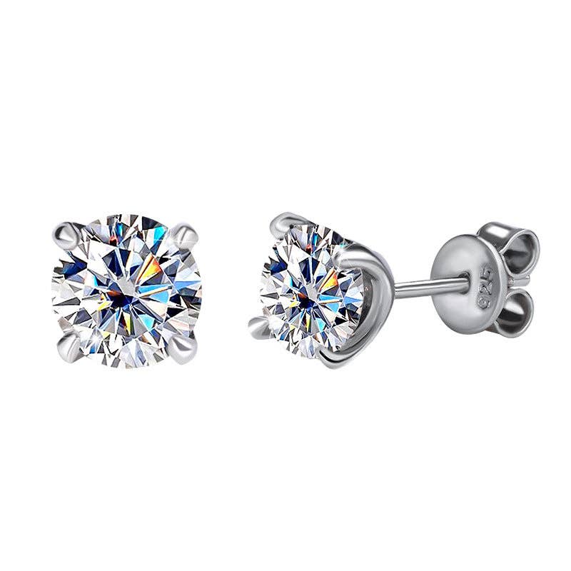 Color Moissanite Wedding Stud Earring in 925