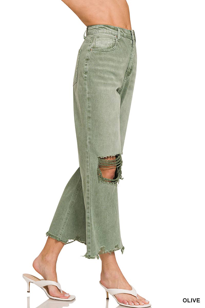 “Zenana distressed colored jeans – women’s boutique denim in crop style”
“Washed distressed crop pants in colored denim – Zenana boutique jeans”
“Close-up of Zenana colored jeans – trendy boutique women’s fashion”