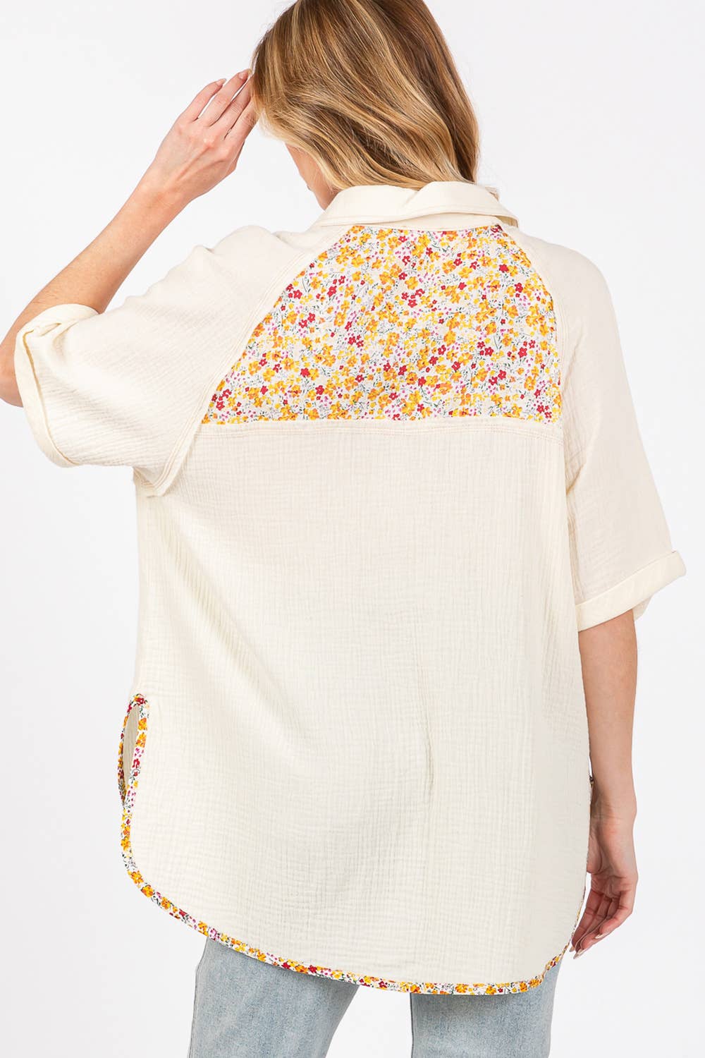 SUMMER BOHO GAUZ WITH FLORAL PRINT