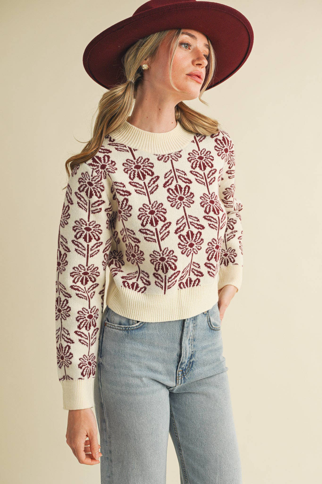 Seasons End Floral Knit Sweater