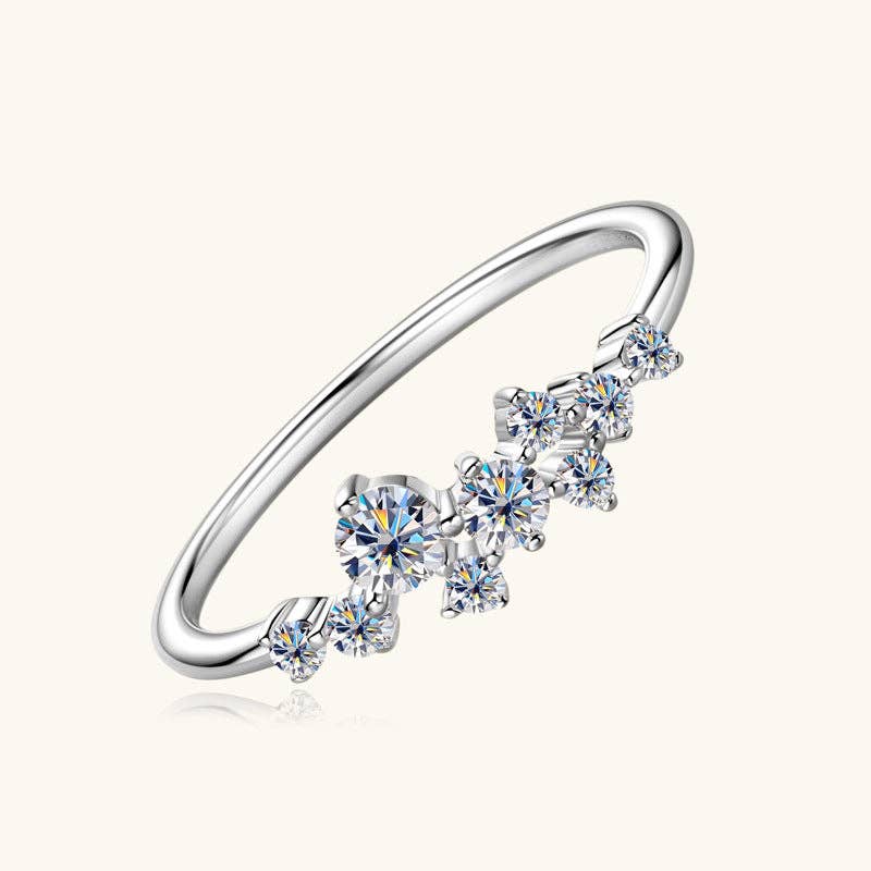 Moissanite Star Cluster Ring in 925 Sterling Silver