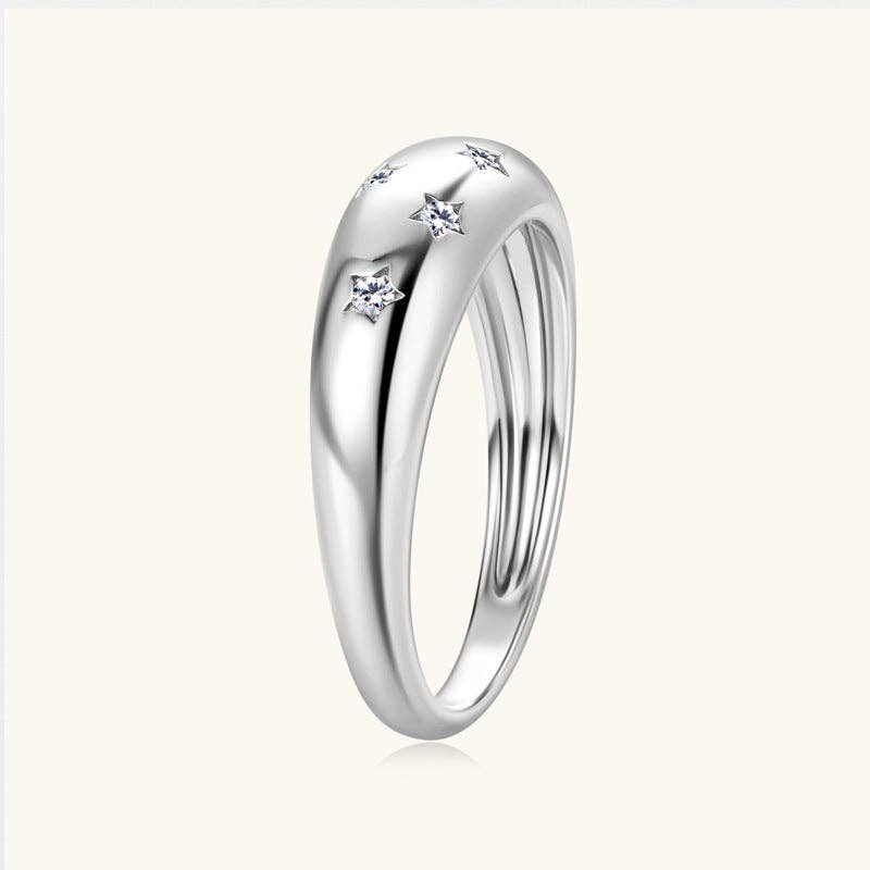 Moissanite Star Band Ring in 925 Sterling Silver