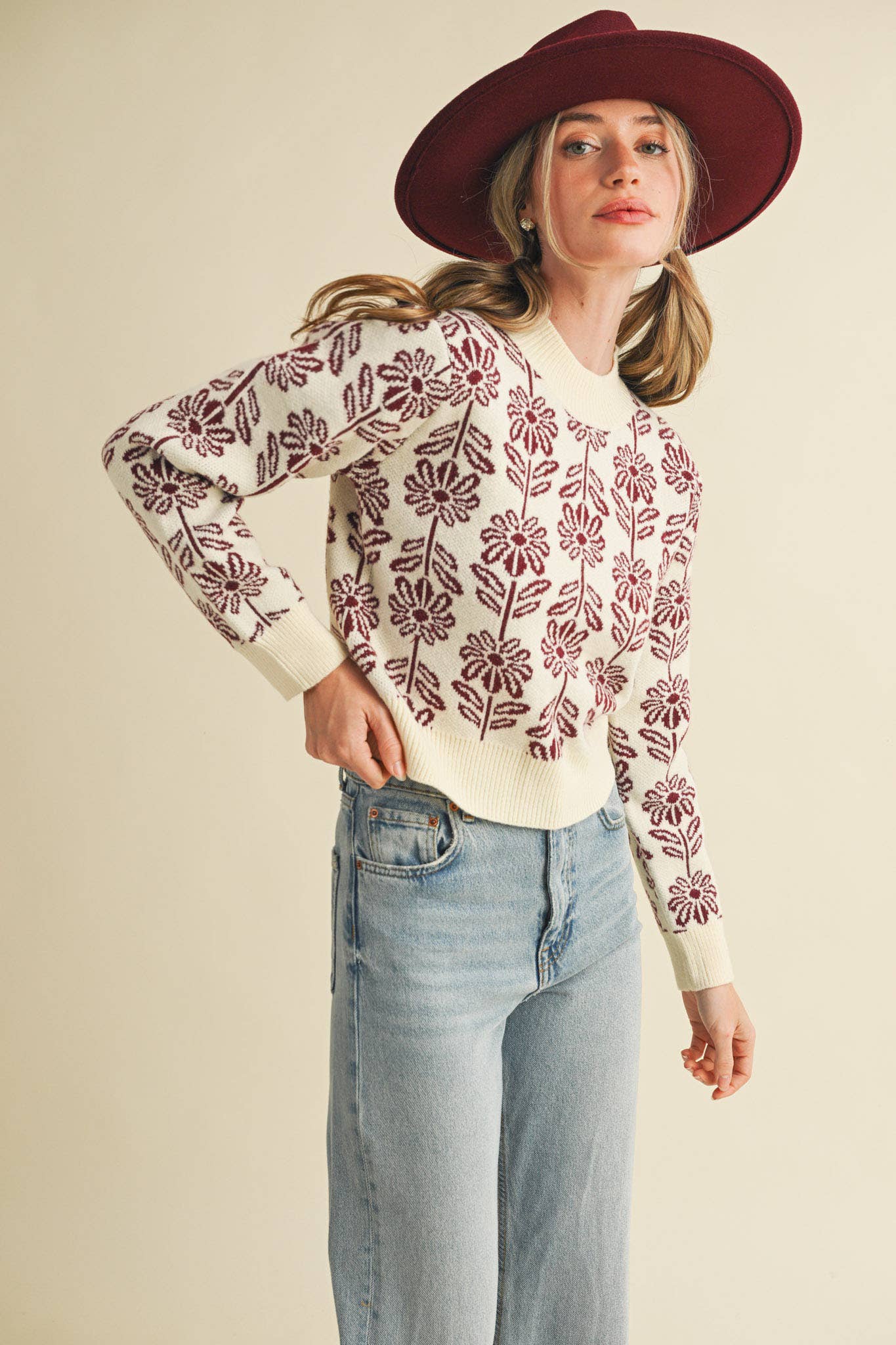 Seasons End Floral Knit Sweater