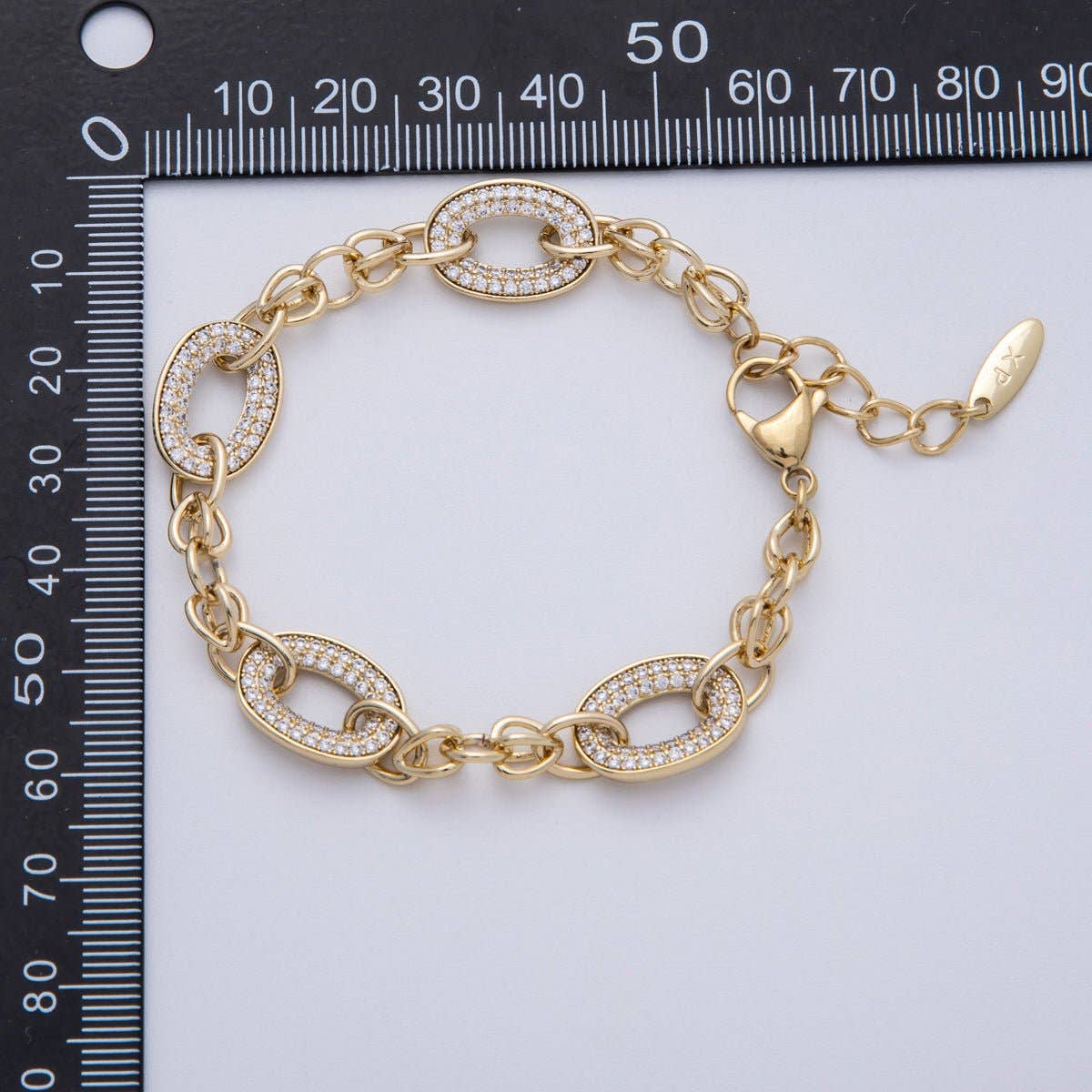 14K Gold Filled 5mm Clear Micro Paved CZ Cable Chain 7 Inch Bracelet | QB