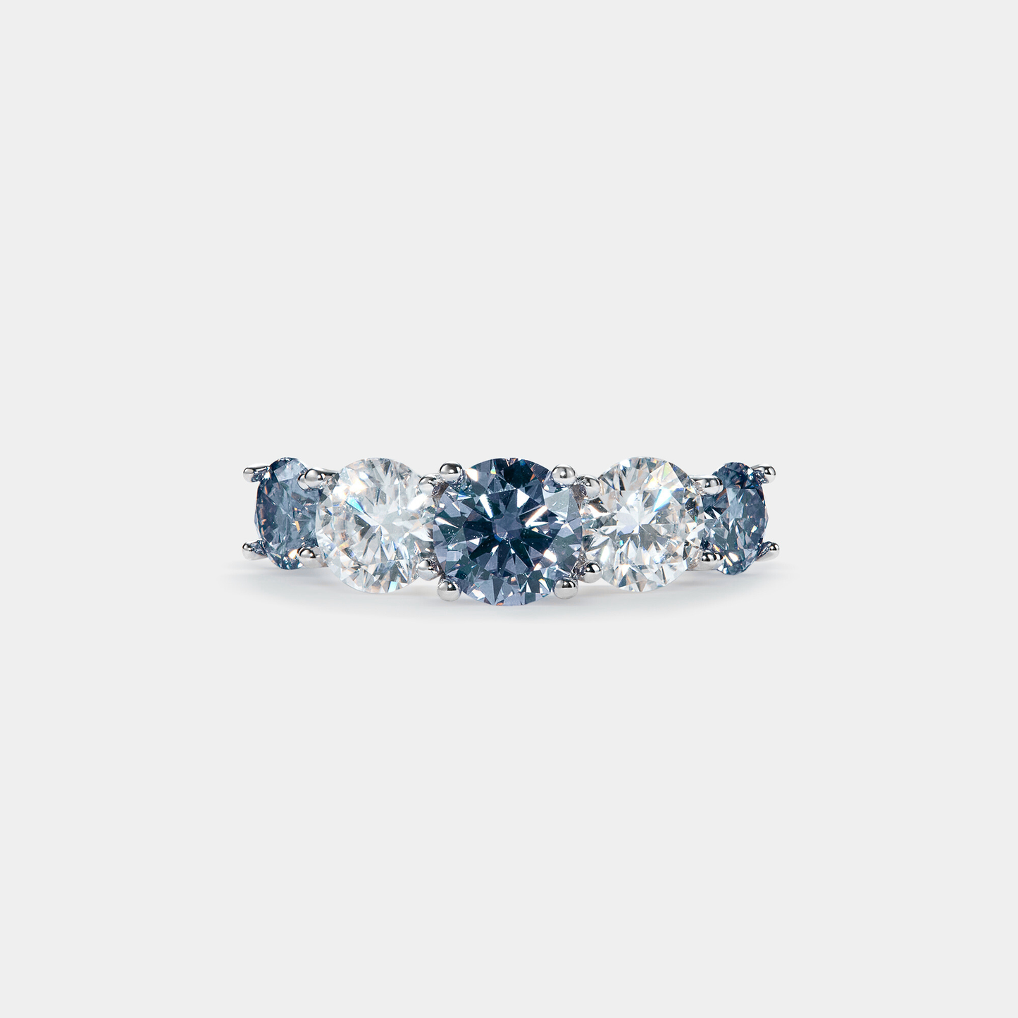 Black & White Color Moissanite Ring in 925 Sterling Silver