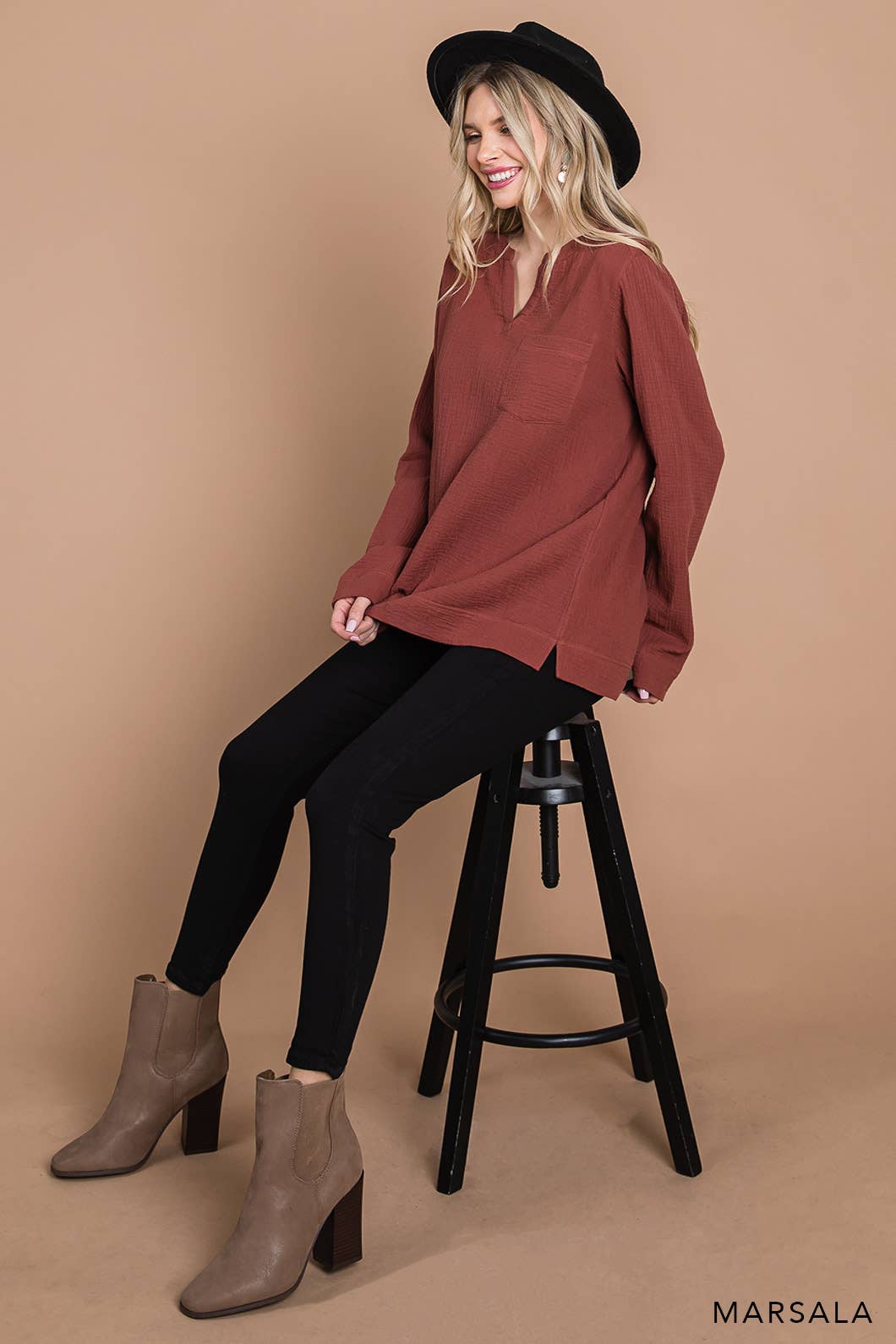 Fall/Winter Long Sleeve Cotton Gauze Top