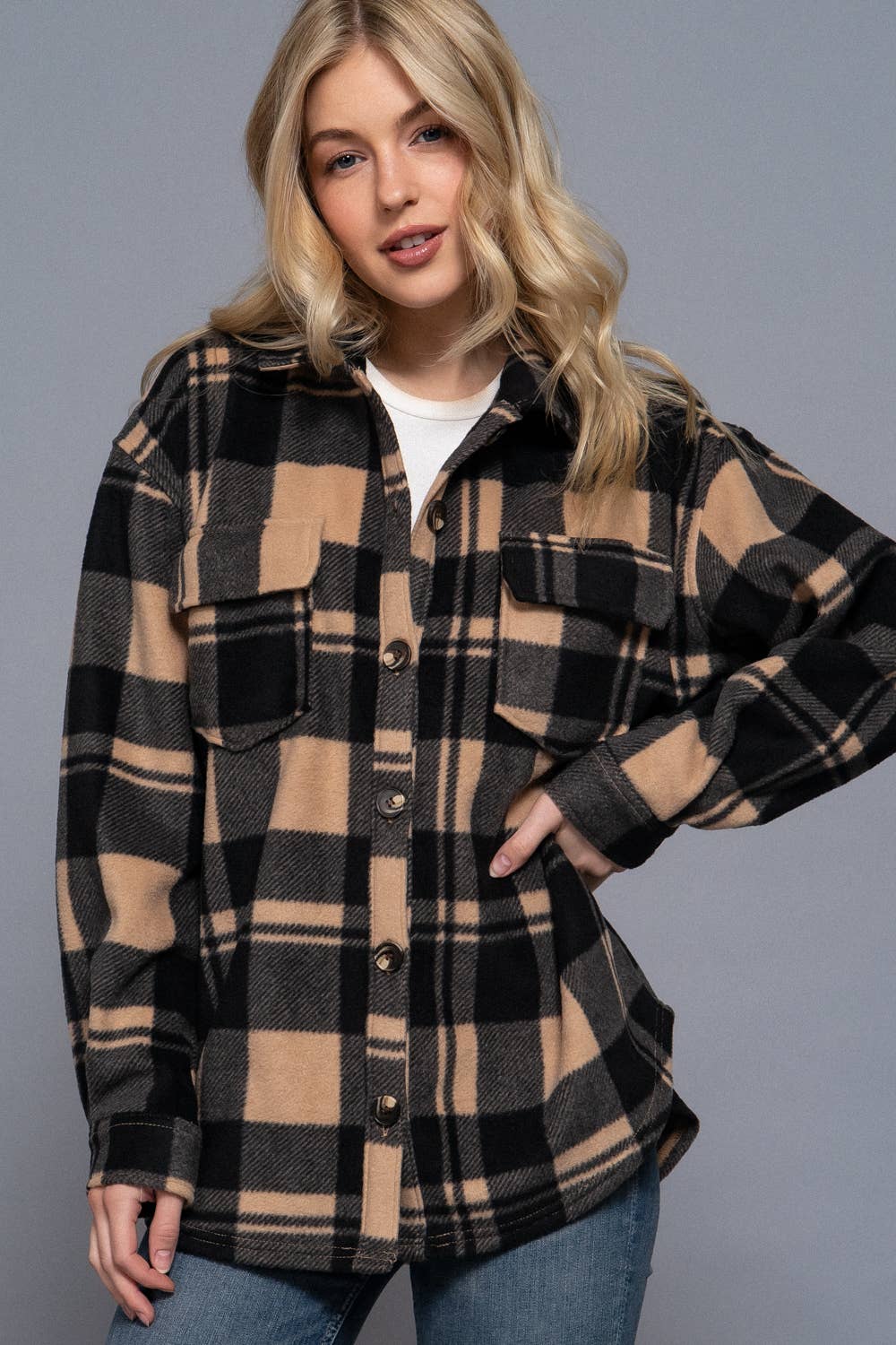 It Girl Checkered Fleece Shacket