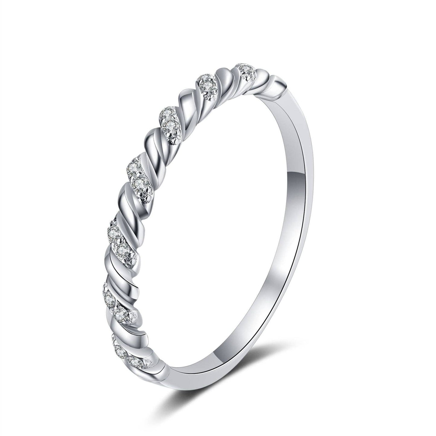 Twist Band Moissanite Engagement Ring in 925 Sterling Silver