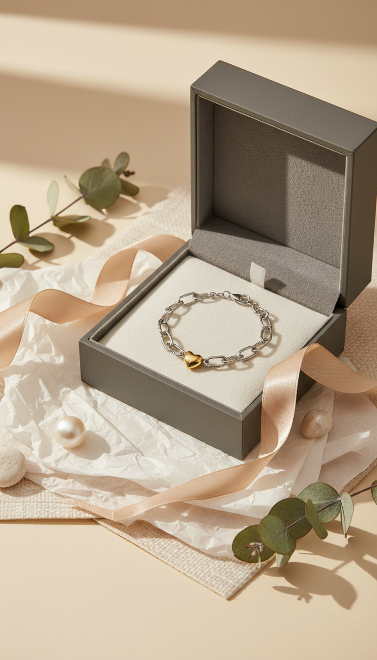 Mixed Metal Heart Chain Bracelet Tarnish Resistant | Queen Bee Boutique