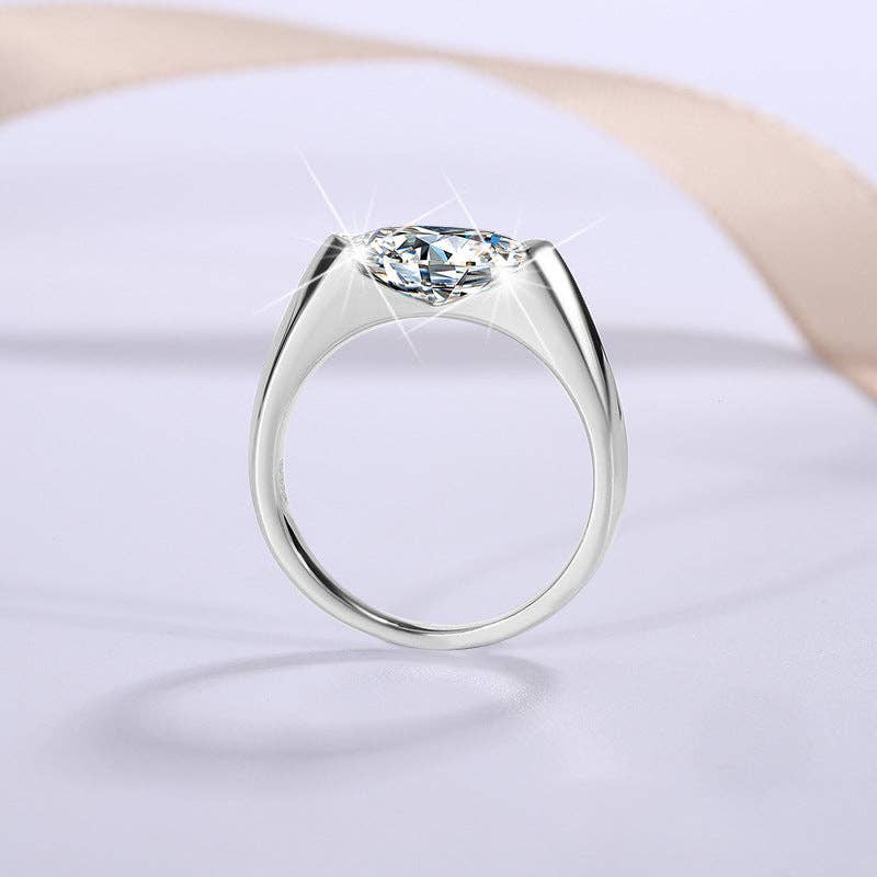 Marquise East to West Moissanite Ring in Sterling