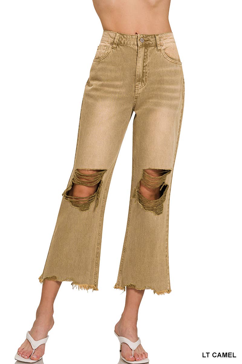 “Zenana distressed colored jeans – women’s boutique denim in crop style”
“Washed distressed crop pants in colored denim – Zenana boutique jeans”
“Close-up of Zenana colored jeans – trendy boutique women’s fashion”