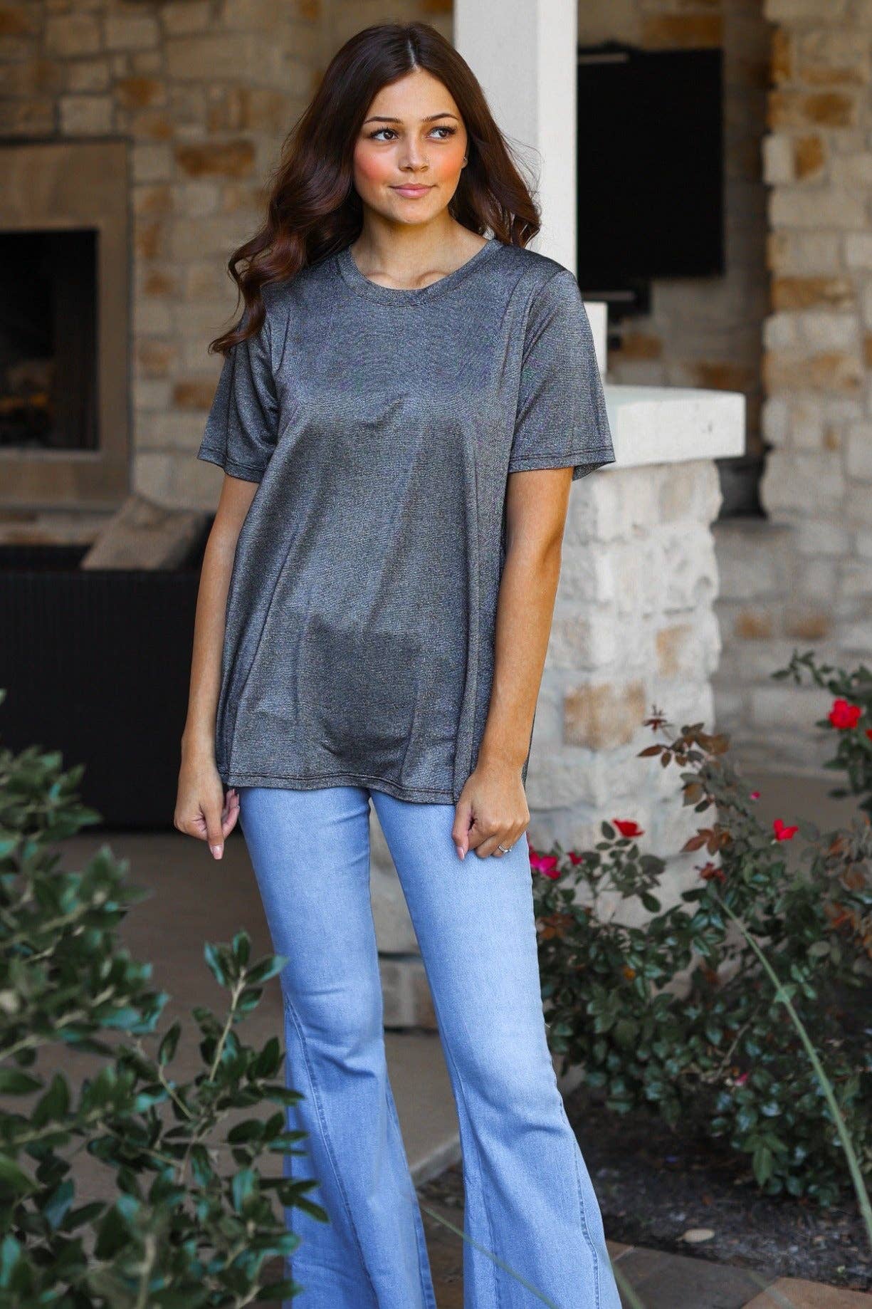 Glitter Short Sleeve Top