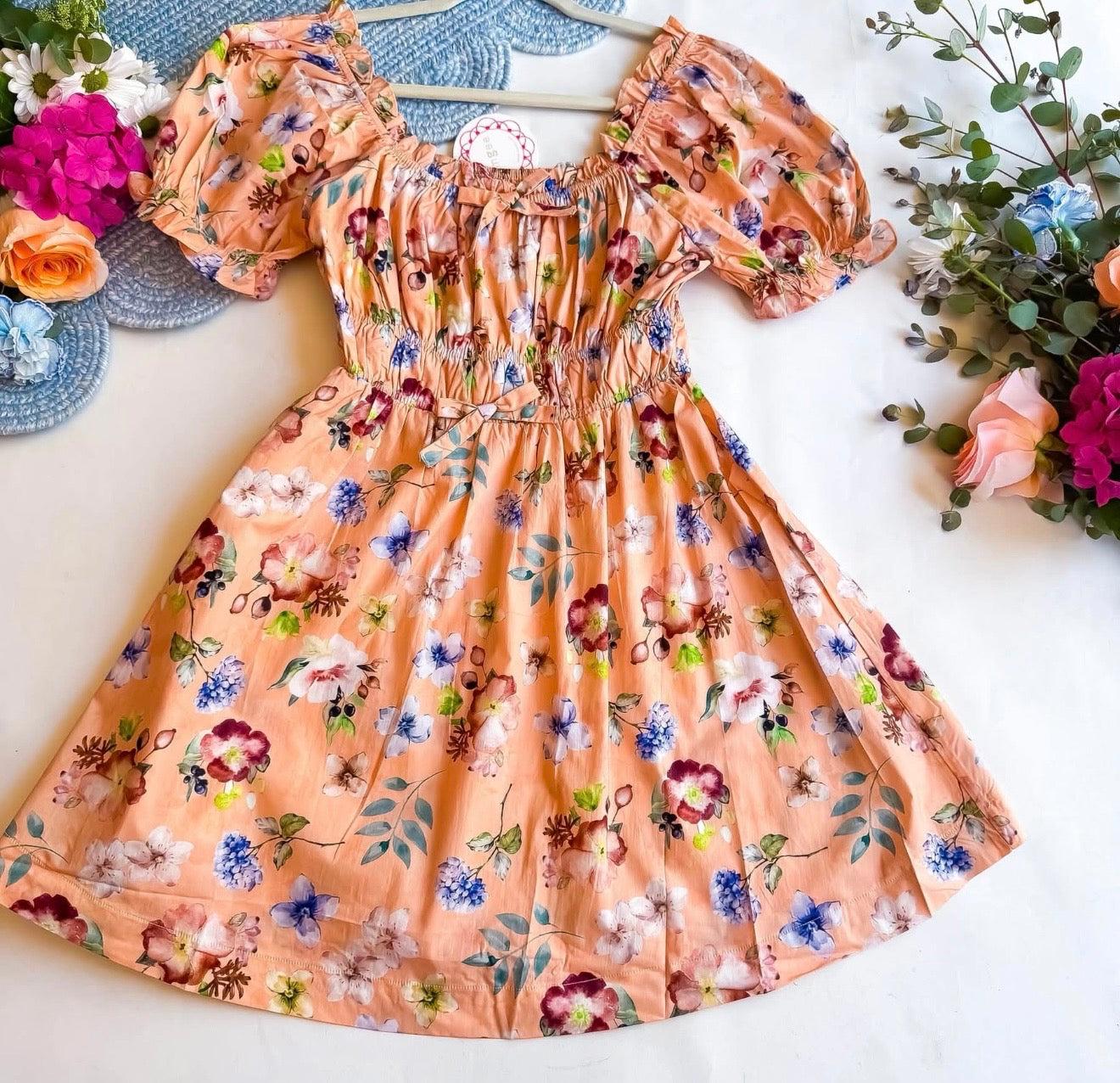Peach Floral End of Summer Dress | Queen Bee Boutique