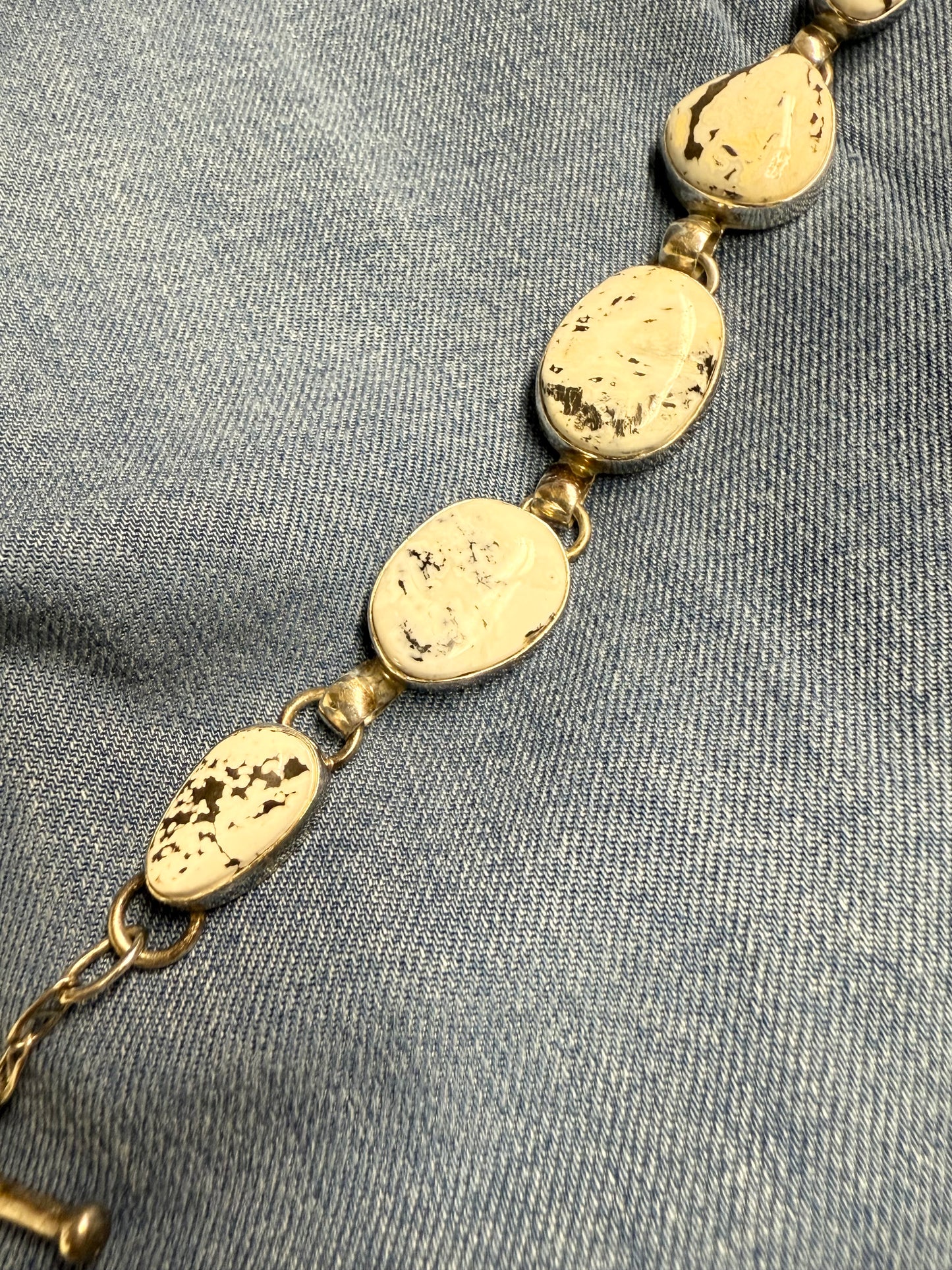 5 Stone White Buffalo Sterling Silver Toggle Bracelet – Queen Bee Customs