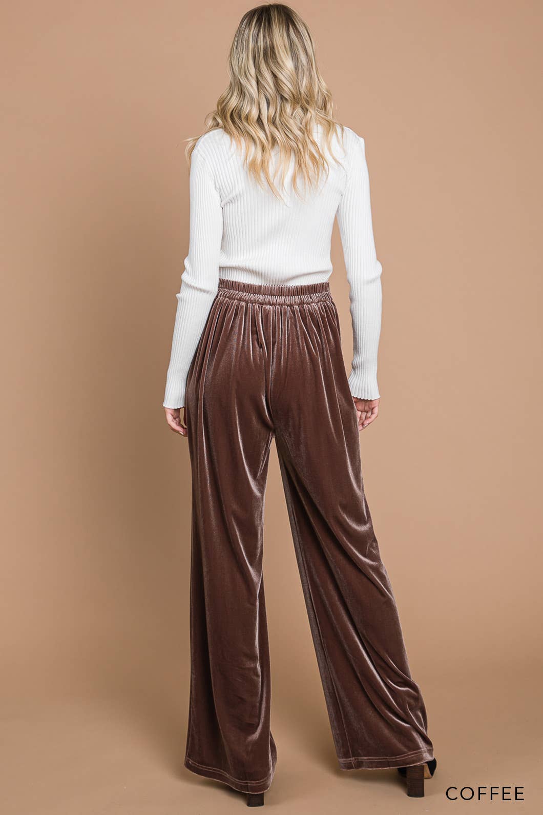 Coffee Velvet Wide Leg Pants