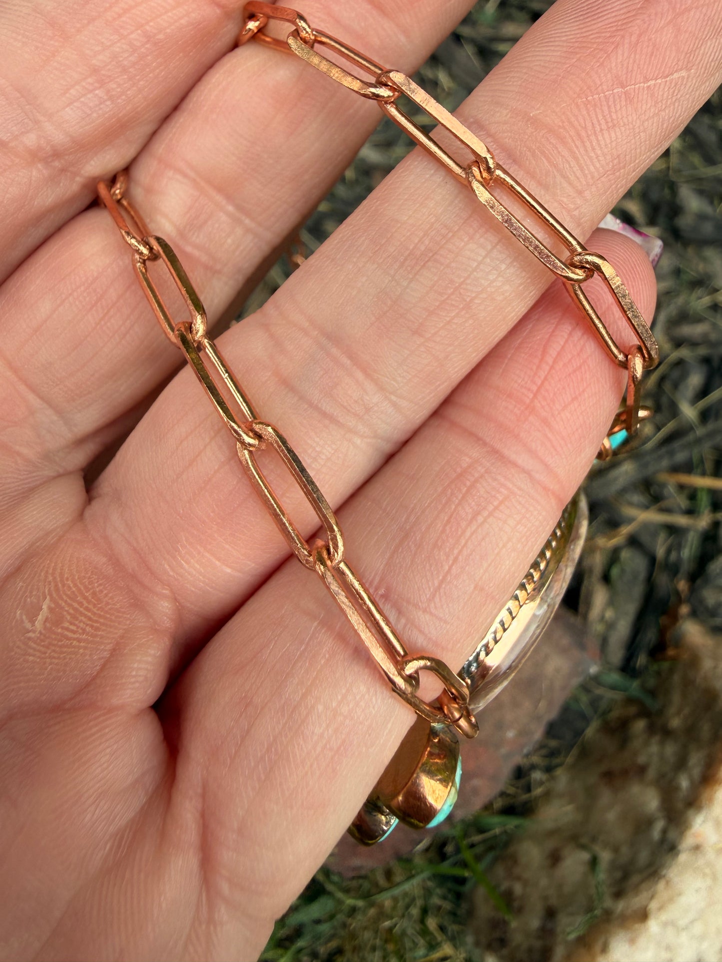 Turquoise Lace Agate Cluster Copper Paperclip Necklace | Queen Bee Boutique