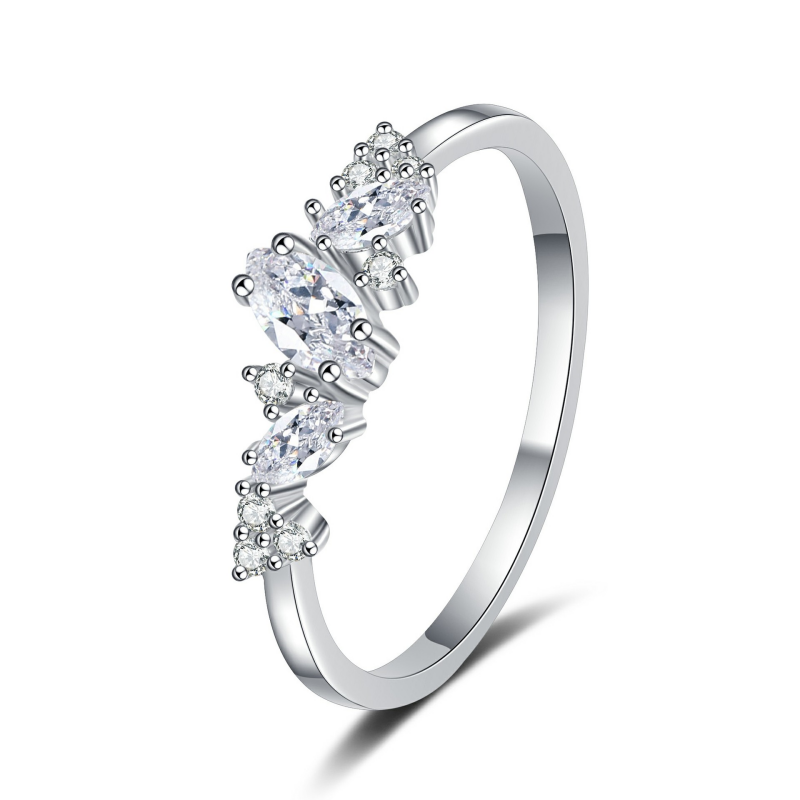 Marquise Moissanite Engagement Ring in 925
