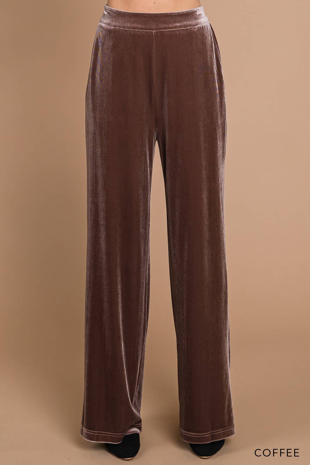 Coffee Velvet Wide Leg Pants