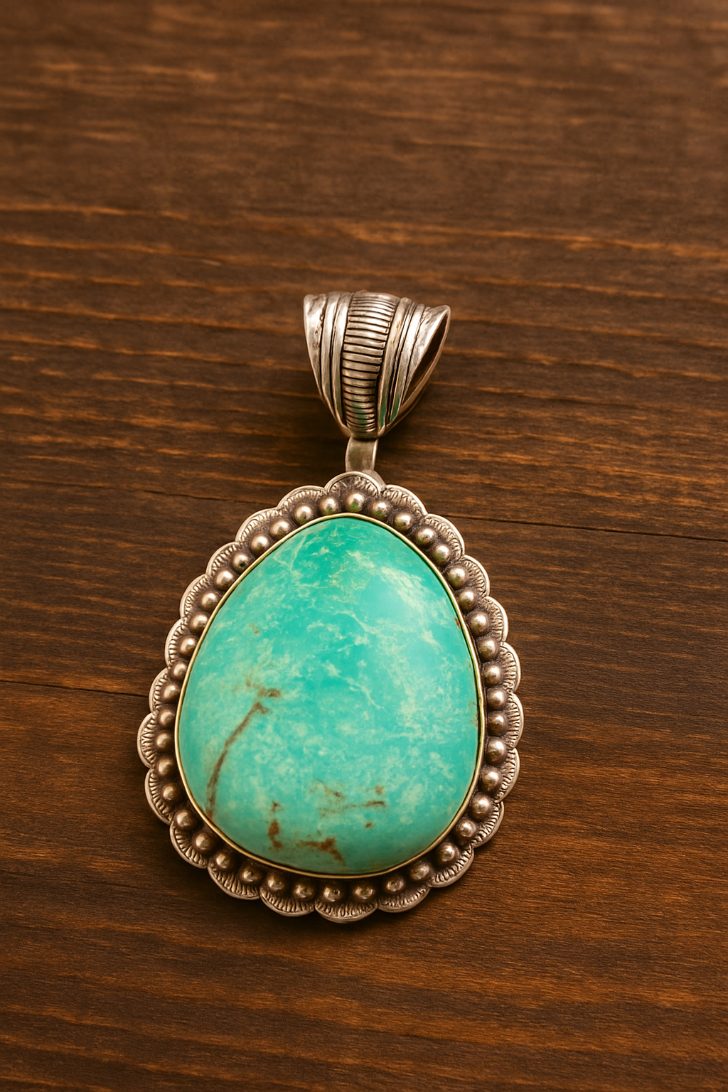 Master Artist Statement Turquoise Sterling Pendant – Collectible Jewelry