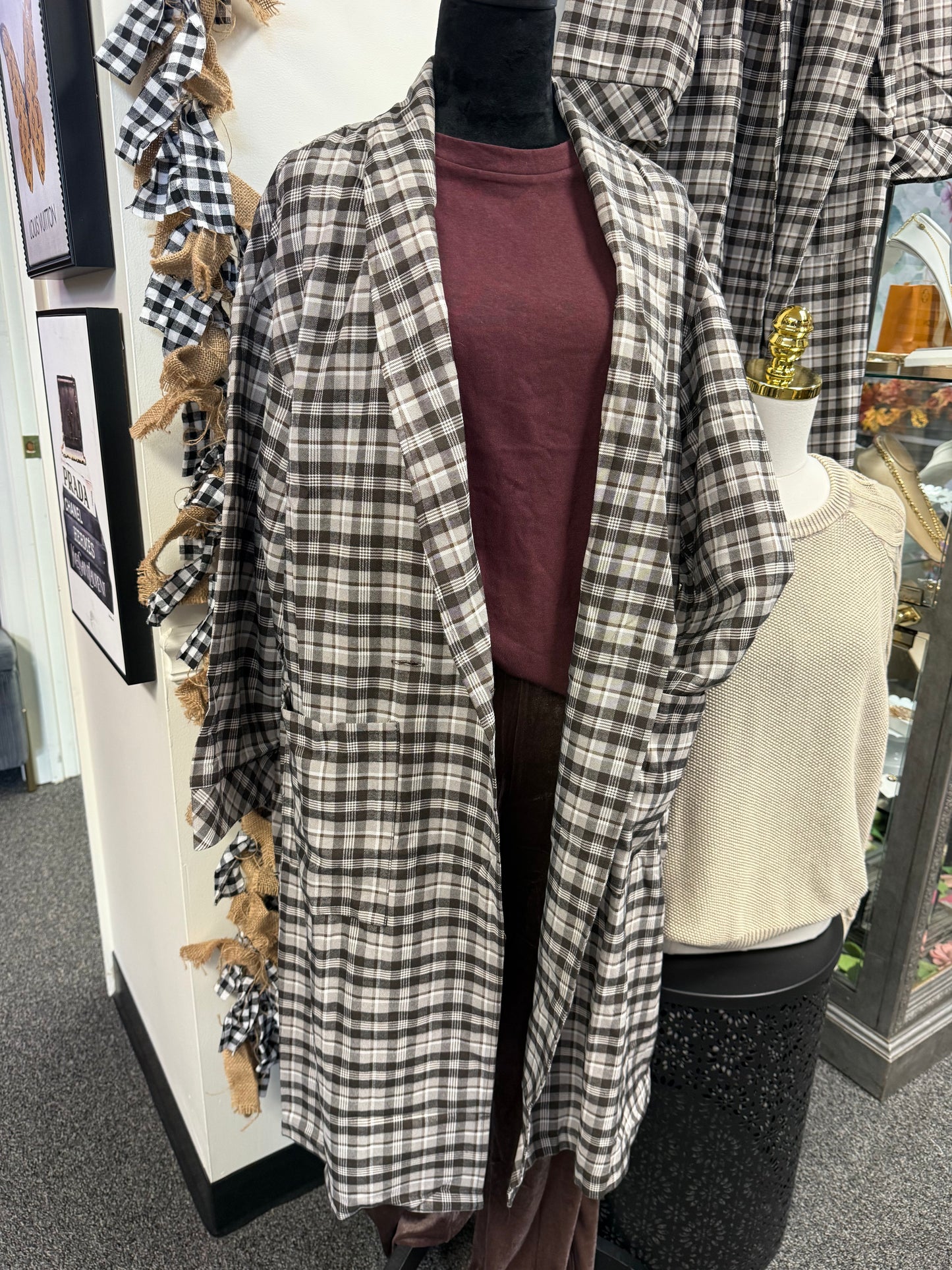 Long Fall Plaid Coat