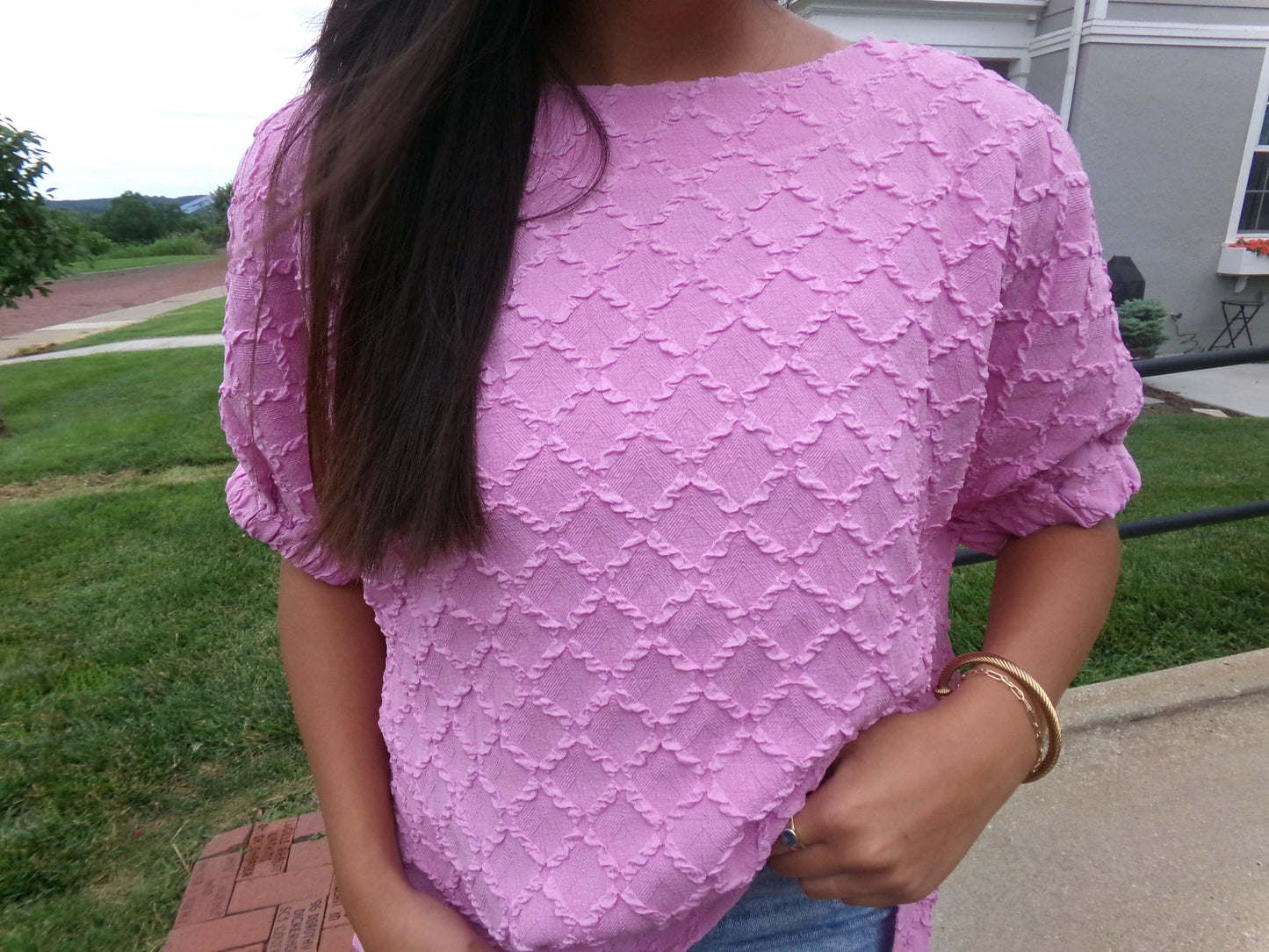 Women's Oversized Textured Top - Bright Mauve| Queen Bee Boutique