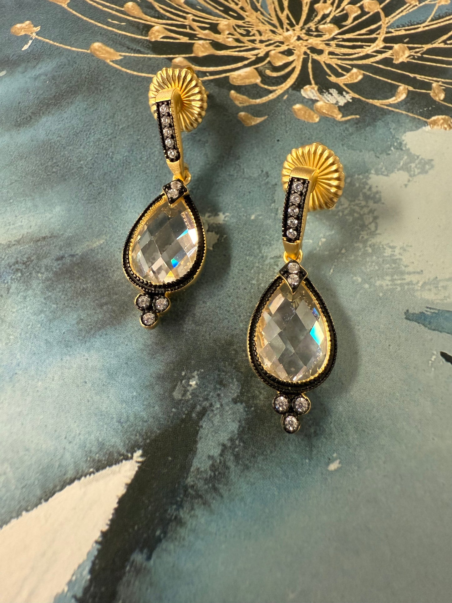 Beehive Crystal Drop Earrings