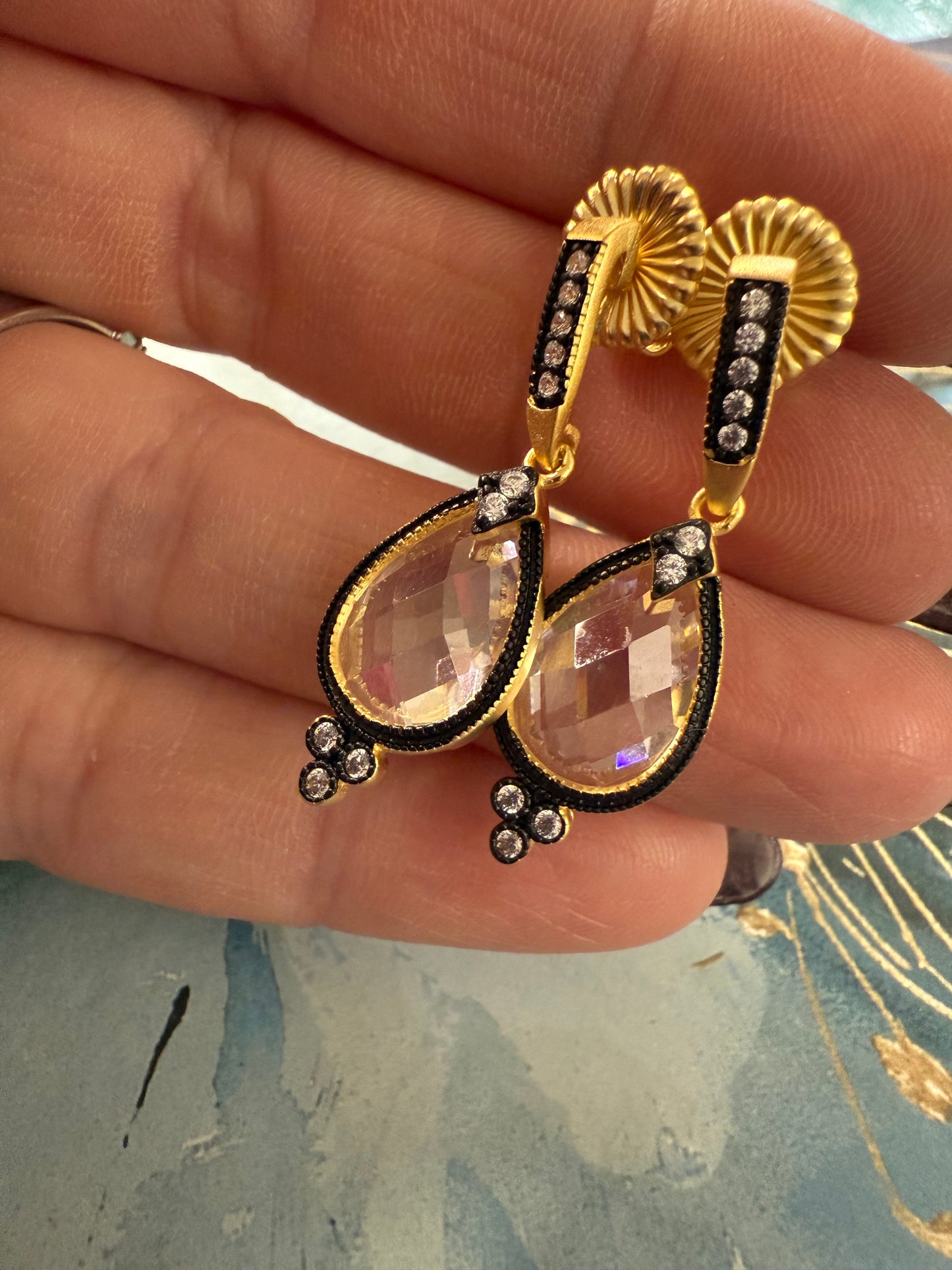 Beehive Crystal Drop Earrings