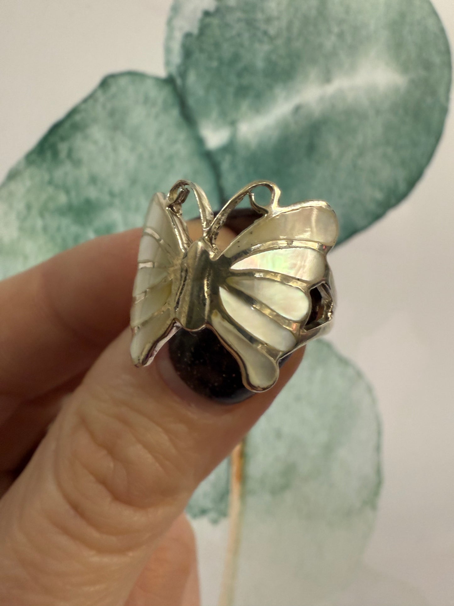 Mother of Pearl Sterling Butterfly Ring