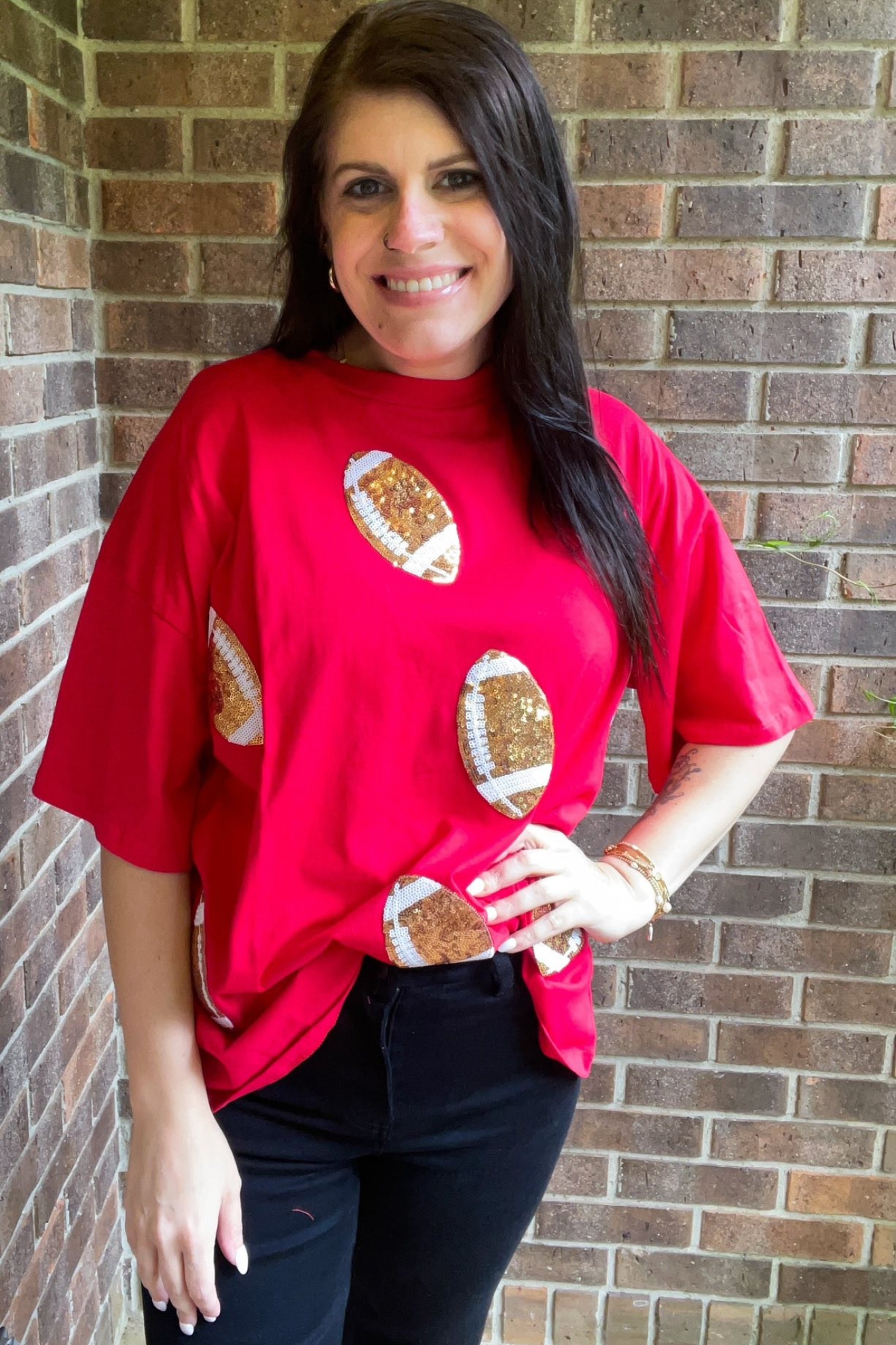 Red Kingdom Sequin Patch Top Gameday